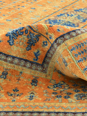 Kovra Hand-Knotted Wool & Bamboo Silk Persian Rug - Orange