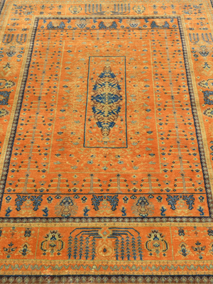 Kovra Hand-Knotted Wool & Bamboo Silk Persian Rug - Orange