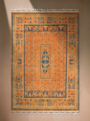 Kovra Hand-Knotted Wool & Bamboo Silk Persian Rug - Orange
