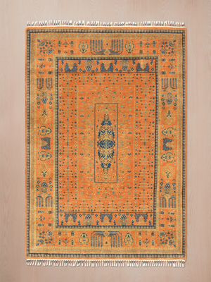 Kovra Hand-Knotted Wool & Bamboo Silk Persian Rug - Orange
