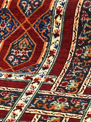 Roven Hand-Knotted Wool & Bamboo Silk Persian Rug - Burgundy