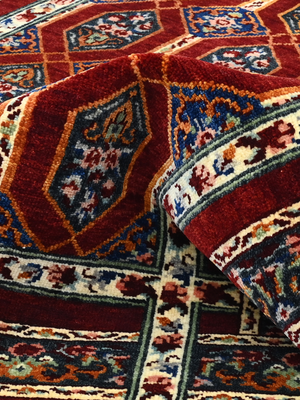 Roven Hand-Knotted Wool & Bamboo Silk Persian Rug - Burgundy
