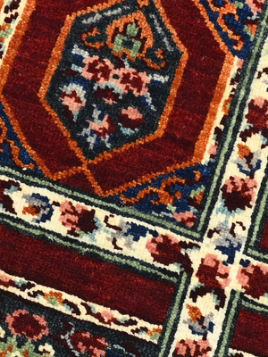 Roven Hand-Knotted Wool & Bamboo Silk Persian Rug - Burgundy