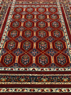 Roven Hand-Knotted Wool & Bamboo Silk Persian Rug - Burgundy