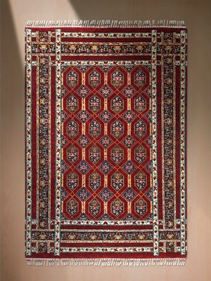 Roven Hand-Knotted Wool & Bamboo Silk Persian Rug - Burgundy