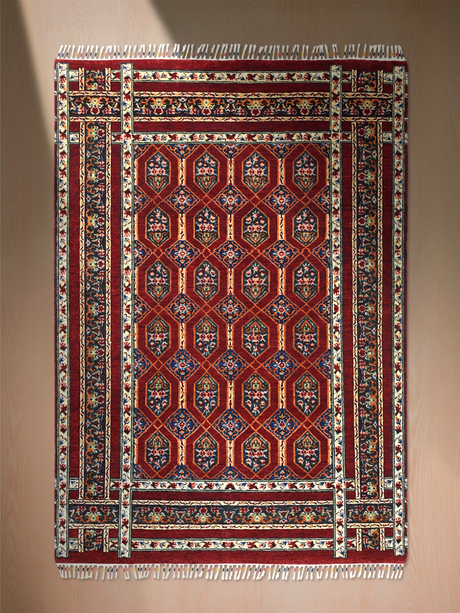 Roven Hand-Knotted Wool & Bamboo Silk Rug - Burgundy
