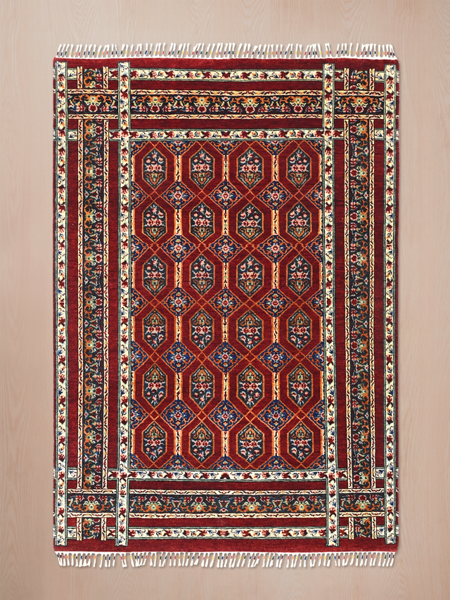 Roven Hand-Knotted Wool & Bamboo Silk Rug - Burgundy
