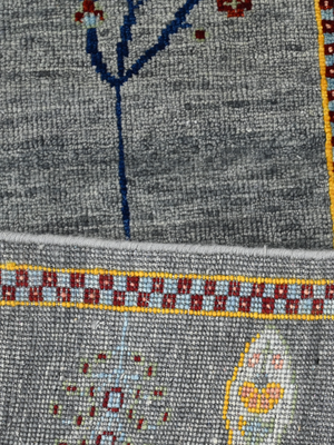 Alven Hand-Knotted Wool & Bamboo Silk Persian Rug - Alloy Grey