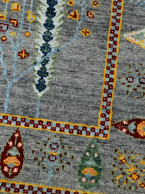 Alven Hand-Knotted Wool & Bamboo Silk Persian Rug - Alloy Grey
