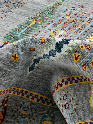 Alven Hand-Knotted Wool & Bamboo Silk Persian Rug - Alloy Grey