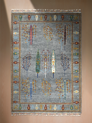 Alven Hand-Knotted Wool & Bamboo Silk Persian Rug - Alloy Grey