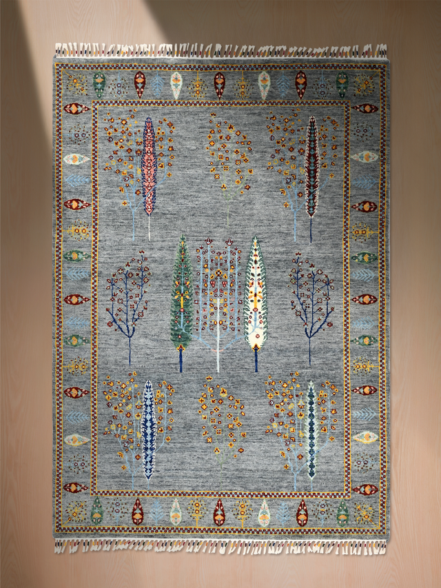 Alven Hand-Knotted Wool & Bamboo Silk Rug - Alloy Grey