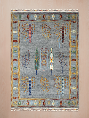 Alven Hand-Knotted Wool & Bamboo Silk Persian Rug - Alloy Grey