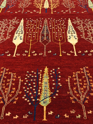Tavik Hand-Knotted Wool & Bamboo Silk Persian Rug - Burgundy
