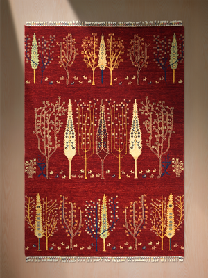 Tavik Hand-Knotted Wool & Bamboo Silk Persian Rug - Burgundy