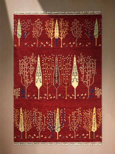 Tavik Hand-Knotted Wool & Bamboo Silk Rug - Burgundy