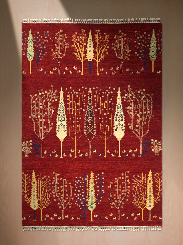 Tavik Hand-Knotted Wool & Bamboo Silk Rug - Burgundy