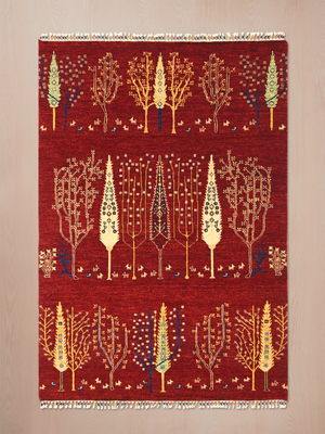 Tavik Hand-Knotted Wool & Bamboo Silk Persian Rug - Burgundy