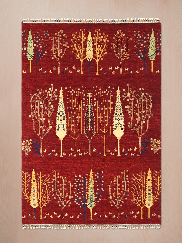 Tavik Hand-Knotted Wool & Bamboo Silk Rug - Burgundy