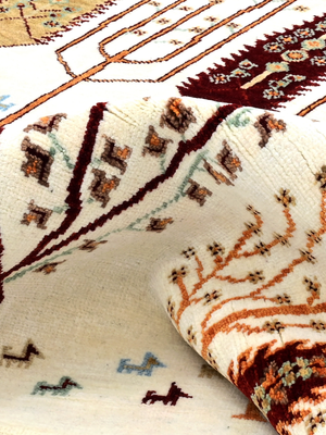 Tavik Hand-Knotted Wool & Bamboo Silk Persian Rug - Cream