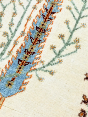 Tavik Hand-Knotted Wool & Bamboo Silk Persian Rug - Cream