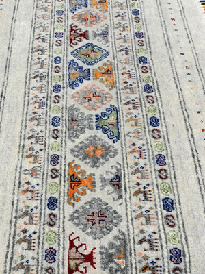 Varek Hand-Knotted Wool & Bamboo Silk Persian Rug - Grey
