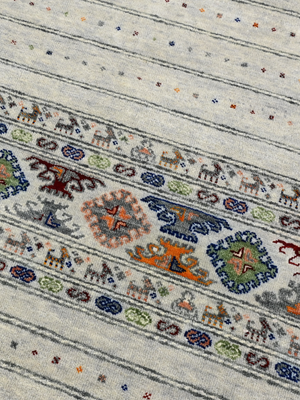 Varek Hand-Knotted Wool & Bamboo Silk Persian Rug - Grey