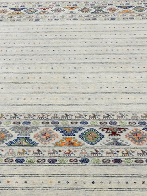 Varek Hand-Knotted Wool & Bamboo Silk Persian Rug - Grey