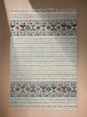 Varek Hand-Knotted Wool & Bamboo Silk Persian Rug - Grey