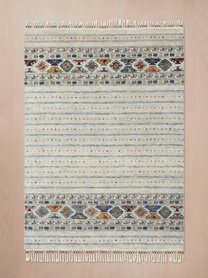 Varek Hand-Knotted Wool & Bamboo Silk Persian Rug - Grey