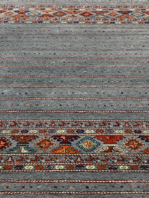Varek Hand-Knotted Wool & Bamboo Silk Persian Rug - Alloy Grey