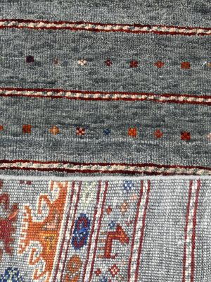 Varek Hand-Knotted Wool & Bamboo Silk Persian Rug - Alloy Grey