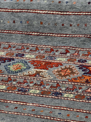 Varek Hand-Knotted Wool & Bamboo Silk Persian Rug - Alloy Grey