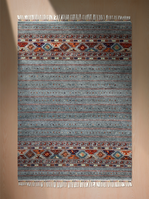 Varek Hand-Knotted Wool & Bamboo Silk Persian Rug - Alloy Grey