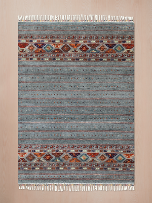 Varek Hand-Knotted Wool & Bamboo Silk Persian Rug - Alloy Grey