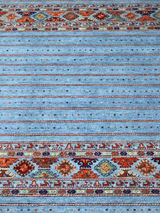 Varek Hand-Knotted Wool & Bamboo Silk Rug - Blue