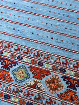 Varek Hand-Knotted Wool & Bamboo Silk Rug - Blue