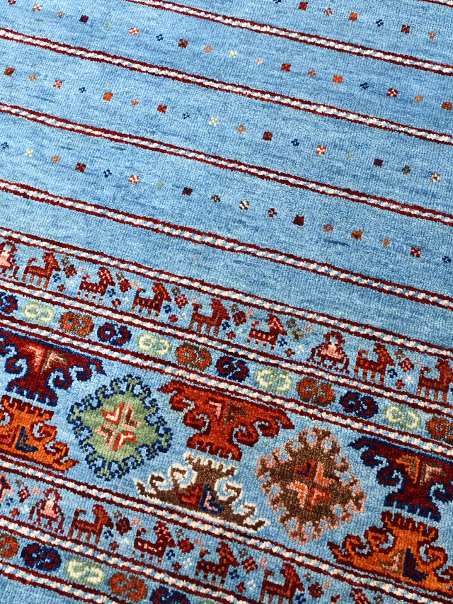 Varek Hand-Knotted Wool & Bamboo Silk Rug - Blue