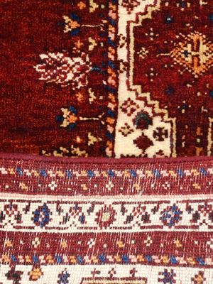 Darev Hand-Knotted Wool & Bamboo Silk Persian Rug - Burgundy