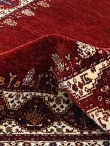Darev Hand-Knotted Wool & Bamboo Silk Rug - Burgundy