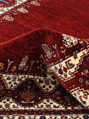 Darev Hand-Knotted Wool & Bamboo Silk Persian Rug - Burgundy