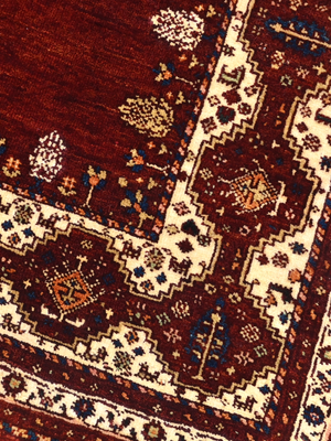 Darev Hand-Knotted Wool & Bamboo Silk Persian Rug - Burgundy