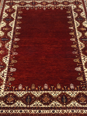 Darev Hand-Knotted Wool & Bamboo Silk Persian Rug - Burgundy