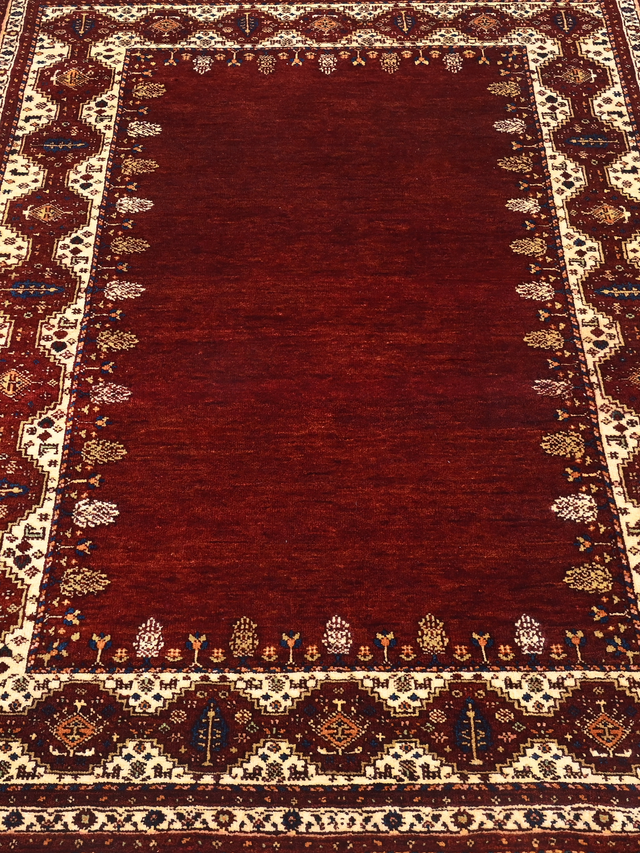 Darev Hand-Knotted Wool & Bamboo Silk Rug - Burgundy