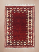 Darev Hand-Knotted Wool & Bamboo Silk Rug - Burgundy