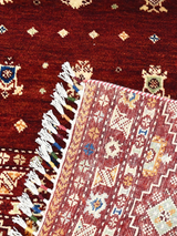 Rovik Hand-Knotted Wool & Bamboo Silk Rug - Burgundy