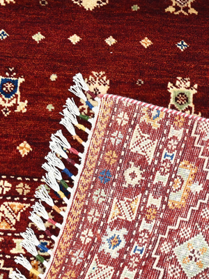 Rovik Hand-Knotted Wool & Bamboo Silk Persian Rug - Burgundy