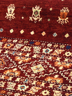 Rovik Hand-Knotted Wool & Bamboo Silk Persian Rug - Burgundy
