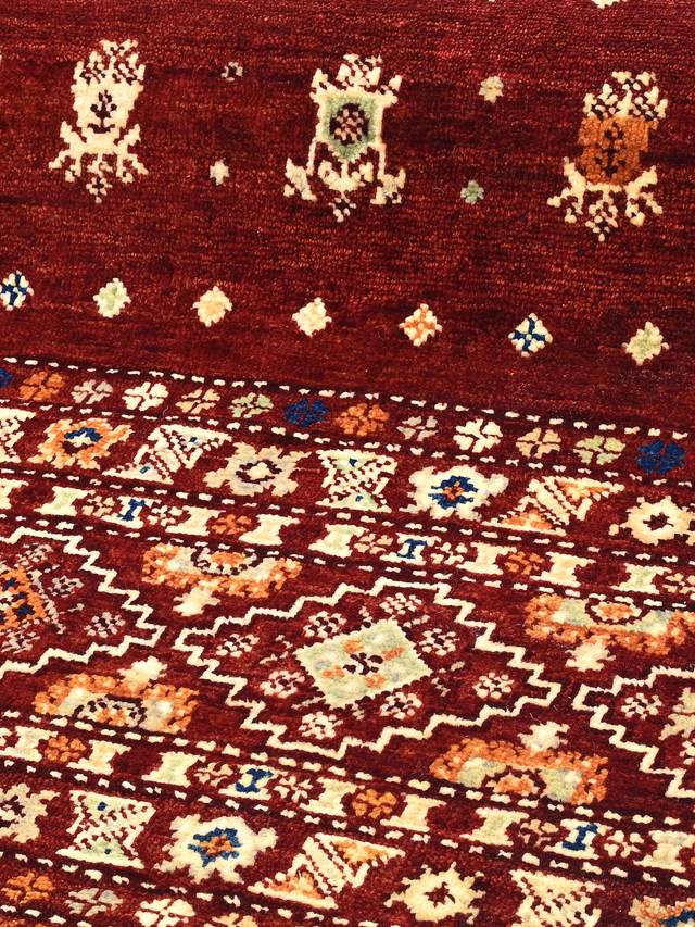 Rovik Hand-Knotted Wool & Bamboo Silk Rug - Burgundy
