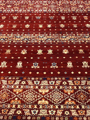 Rovik Hand-Knotted Wool & Bamboo Silk Persian Rug - Burgundy